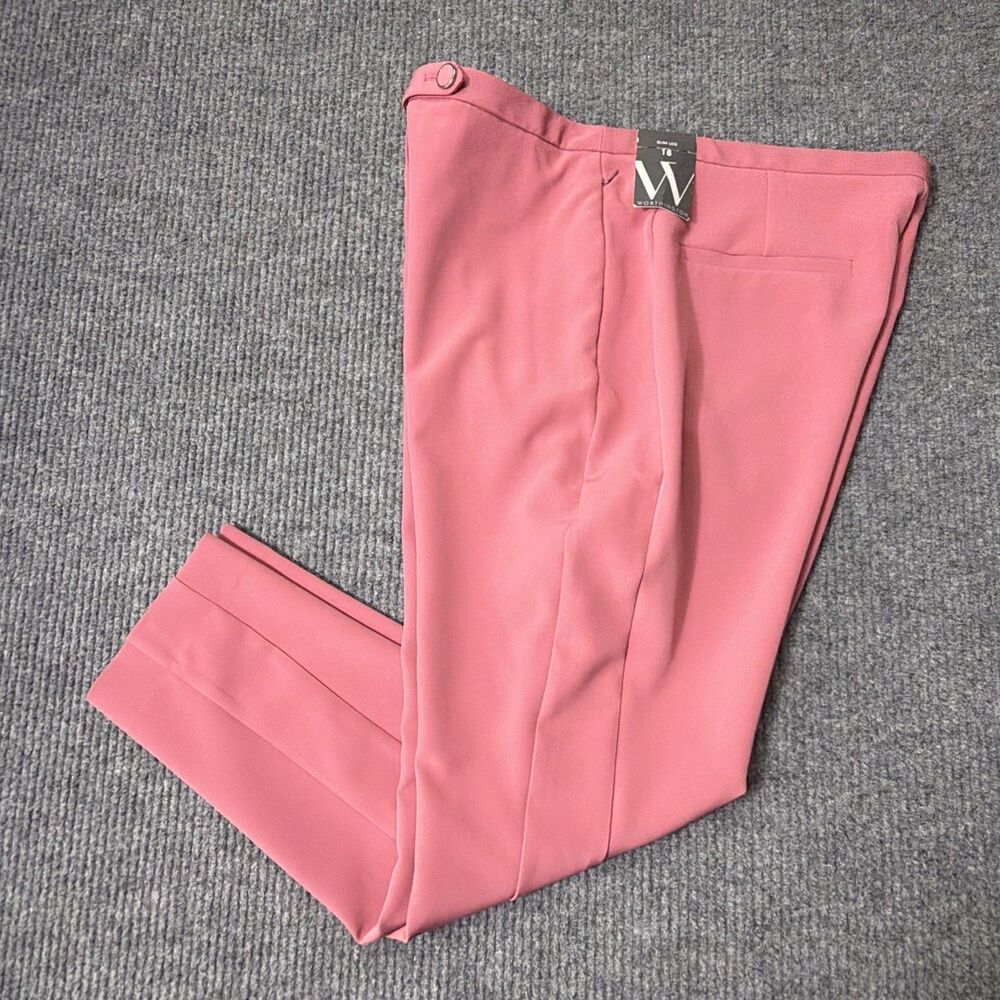 Worthington Slim Leg Women Dress Pants Size 16 Stretch Crop Heirloom Rose NEW